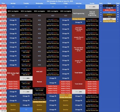 usa schedule|USA TV Network .